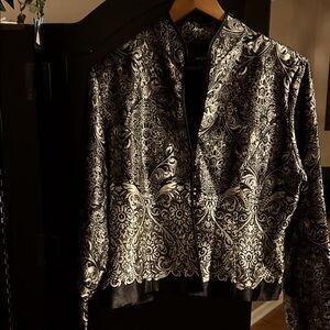MSK Ornate Black and White Bomber Jacket